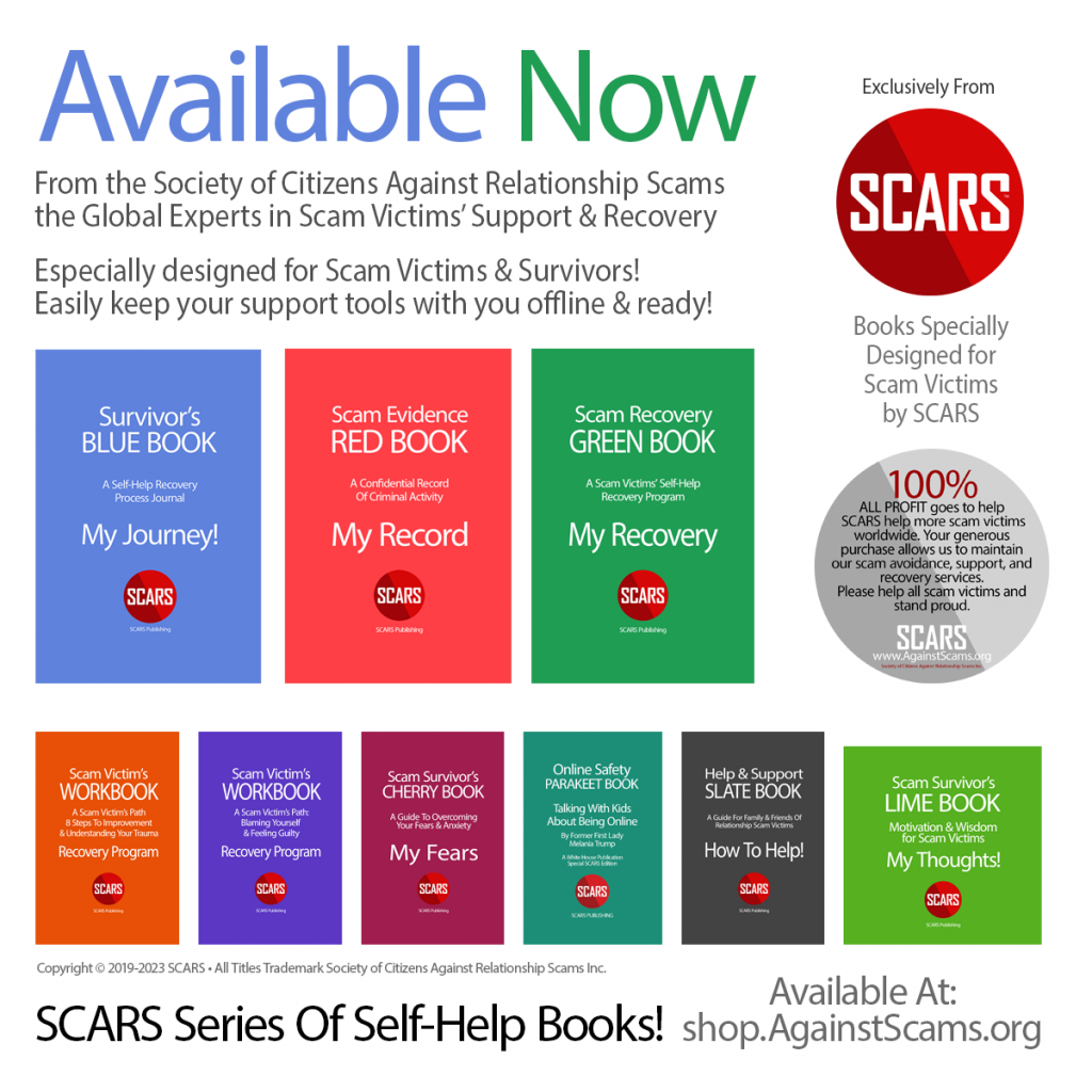 SCARS Self-Help Do-It-Yourself Recovery Book & Guides available at shop.AgainstScams.org